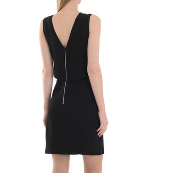 NWT Sandro Raviv Wrap Effect Crepe Dress LBD Sleeveless Cross Front Black Sz M - Picture 5 of 16